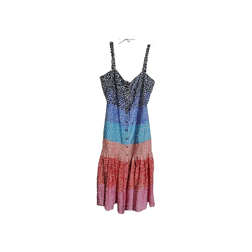 Philosophy Womens Brushstroke Maxi Dress Sleeveless Ombre Rainbow Size 12 NWT